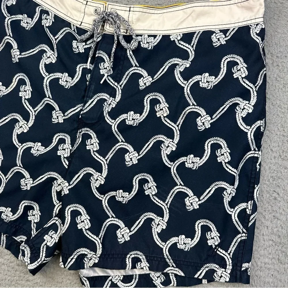 Nautica Swim Trunks Mens 40 Blue White Nautical‎ Rope Mesh Lined Shorts